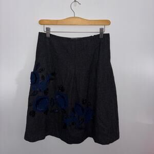 Vintage Talbots Embellished Floral Wool Blend Skirt Y2K Dark Academia Sz 6P